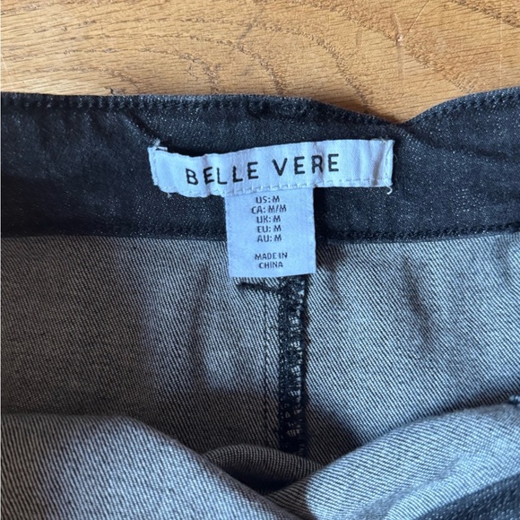 Belle Vere Black Denim Midi Skirt | Front Slit Stretch Jean Skirt | Size M - Picture 2 of 4